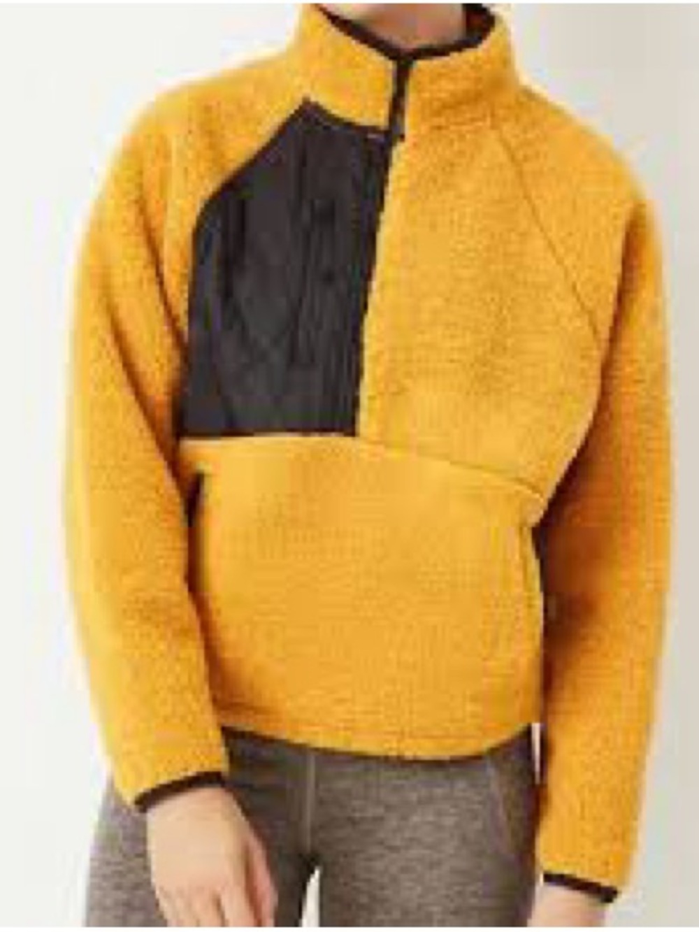 Sherpa Pullover with Black Quilted Accent